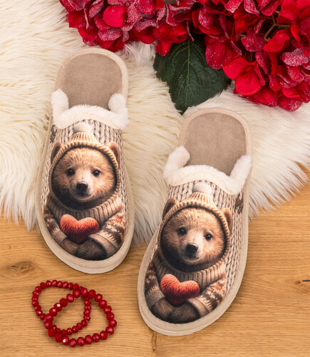 NS-106 Kapcie damskie Natural Style Miś