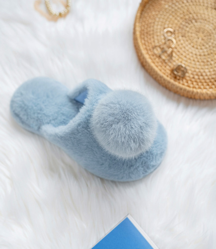 NS-246 Kapcie damskie Natural Style Duży Pompon